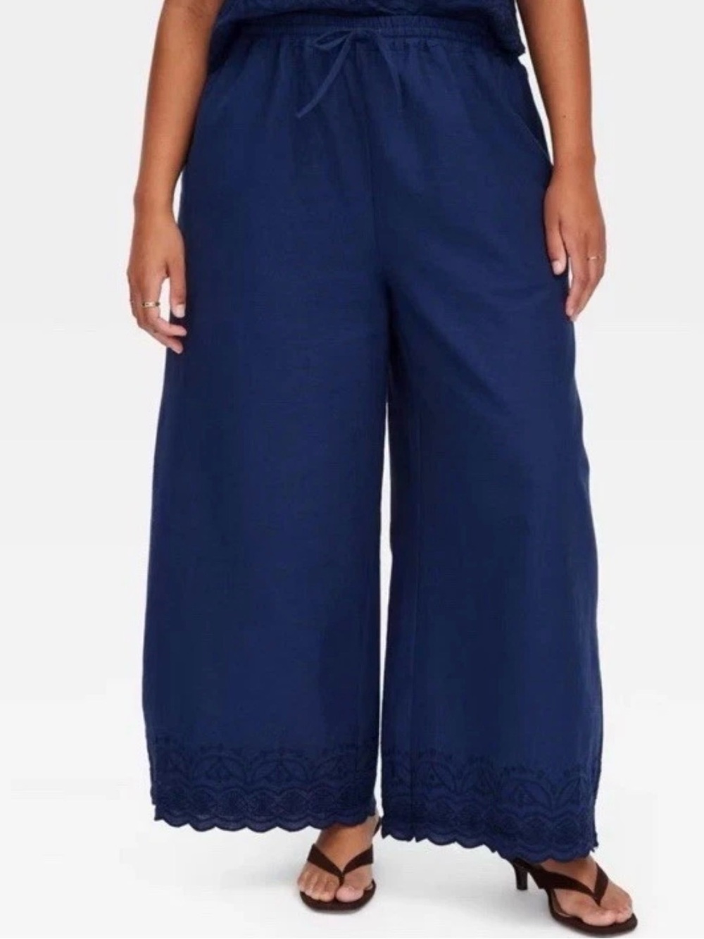 Scalloped hem wide leg pants, navy. Roller Rabbit x Target